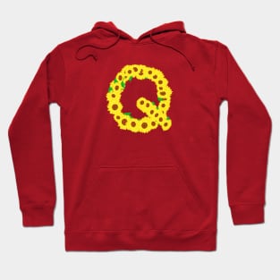 Sunflowers Initial Letter Q (White Background) Hoodie